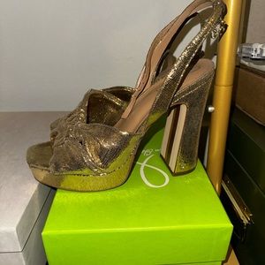 Gold Jessica Simpson Platform Heels